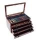 Mahogany Wooden Pen Chest With Glass Top 76 Pens Display Case / Showcase
