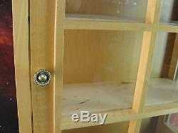 Maple Wood Wooden Glass Curio Cabinet Display Case Box Standing Wall Hanging Vtg