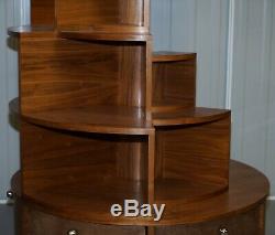 Massive 232cm High Round Revolving Bookcase Display Cabinet With Cupboard Base
