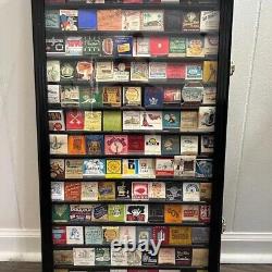 Matchbook Display Case 116+ Matches Walnut Cabinet Wood Rack Collection Holder