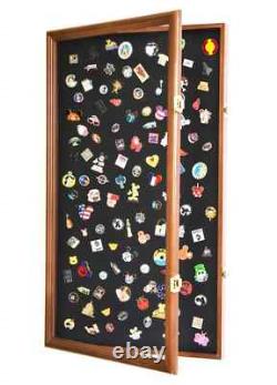 Medal Display Case XL 150+ Pin Badge Patch Flag Walnut Wood Military Ribbon Rack