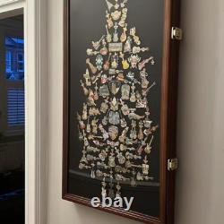 Medal Display Case XL 150+ Pin Badge Patch Flag Walnut Wood Military Ribbon Rack