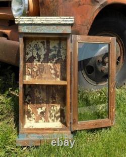 Medicine Cabinet, Vintage Wood Display Case, Wall Mount Cupboard, Shadow Box A16