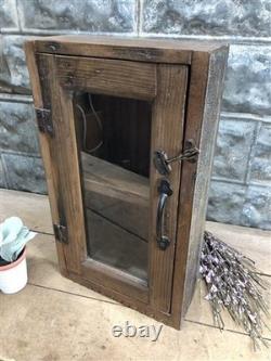 Medicine Cabinet, Vintage Wood Display Case, Wall Mount Cupboard, Shadow Box BMW