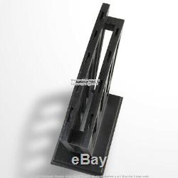 Medieval 9 Sword Vertical Display Stand Black Wooden Case Set