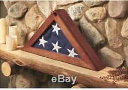 Memorial Flag Display Case with Personal Engraving 5 x 9.5 Burial Solid Wood