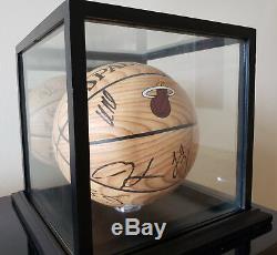 Miami Heat Team Signed Basketball Wood Grain 2018-19 High End Display Case NBA