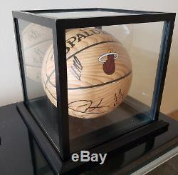 Miami Heat Team Signed Basketball Wood Grain 2018-19 High End Display Case NBA