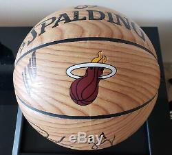 Miami Heat Team Signed Basketball Wood Grain 2018-19 High End Display Case NBA