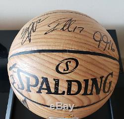 Miami Heat Team Signed Basketball Wood Grain 2018-19 High End Display Case NBA
