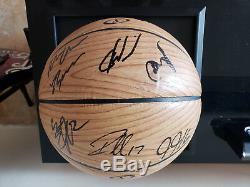 Miami Heat Team Signed Basketball Wood Grain 2018-19 High End Display Case NBA