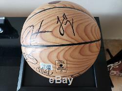 Miami Heat Team Signed Basketball Wood Grain 2018-19 High End Display Case NBA
