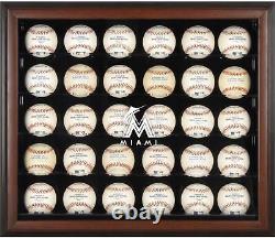 Miami Marlins Logo Brown Framed 30-Ball Display Case