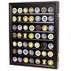 Military Challenge Coin Display Case Cabinet Rack Shadow Box Wood Coin56-bla