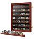 Military Challenge Coin Display Case Wall Mount With Hd 7 Rows Mahogany Finish