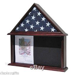Military Shadow Box 5'X9.5' Flag Display Case, Made of Solid Wood, FC07-MAH