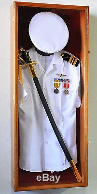 Military Shadow Box Uniform Sword Gun Pin Display Case Lockable