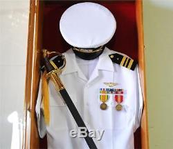 Military Shadow Box Uniform Sword Gun Pin Display Case Lockable