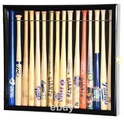 Mini Baseball Bat Display Case 18 Black Wall Mount MLB Rack Holder Wood Cabinet