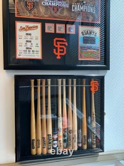 Mini Baseball Bat Display Case 18 Black Wall Mount MLB Rack Holder Wood Cabinet