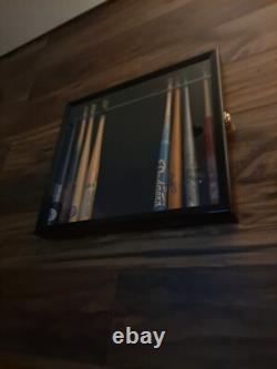 Mini Baseball Bat Display Case 18 Black Wall Mount MLB Rack Holder Wood Cabinet