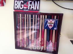 Mini Baseball Bat Display Case 18 Black Wall Mount MLB Rack Holder Wood Cabinet