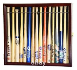 Mini Baseball Bat Display Case 18 Black Wall Mount MLB Rack Holder Wood Cabinet