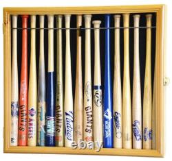 Mini Baseball Bat Display Case 18 Black Wall Mount MLB Rack Holder Wood Cabinet