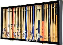 Mini Baseball Bat Display Case 18 Black Wall Mount MLB Rack Solid Wood Cabinet