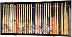 Mini Baseball Bat Display Case 18 Black Wall Mount MLB Rack Solid Wood Cabinet