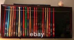Mini Baseball Bat Display Case 18 Black Wall Mount MLB Rack Solid Wood Cabinet