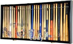 Mini Baseball Bat Display Case 18 Black Wall Mount MLB Rack Solid Wood Cabinet