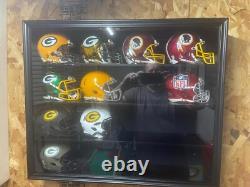 Mini Helmet Display Case 16+ Football Riddell Black Wood NFL Wall Shelf Cabinet