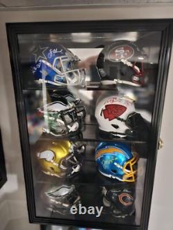 Mini Helmet Display Case 8+ Football Riddell Cherry Wood NFL Cabinet Shadow Box
