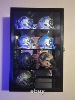 Mini Helmet Display Case 8+ Football Riddell Cherry Wood NFL Cabinet Shadow Box