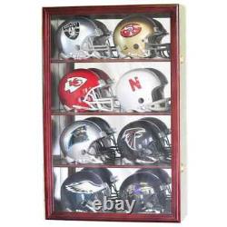 Mini Helmet Display Case 8+ Football Riddell Cherry Wood NFL Cabinet Shadow Box