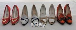 Miniature Collectible Shoes, RENETTI, Lot of 12 Pairs & White Wood Display Case