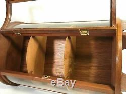 Miniature Curved Glass Wood Curio Vintage Tabletop Knick Knack Hang Display Case