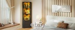 Minifigures Corner Display Case 3 Tier RGB LED Light Figure Glass Curio Cabinet