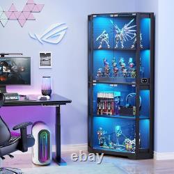 Minifigures Corner Display Case 4 Tier LED Figure Diecast Card Car Curio Cabinet