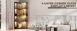 Minifigures Corner Display Case 4 Tier LED Figure Diecast Card Car Curio Cabinet