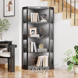 Minifigures Corner Display Case 4 Tier LED Figure Diecast Card Car Curio Cabinet