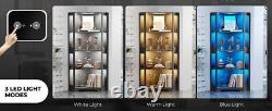 Minifigures Corner Display Case 4 Tier LED Figure Diecast Card Car Curio Cabinet