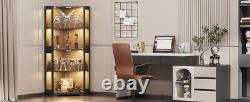 Minifigures Corner Display Case 4 Tier LED Figure Diecast Card Car Curio Cabinet