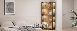 Minifigures Corner Display Case 4 Tier LED Figure Diecast Card Car Curio Cabinet