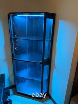 Minifigures Corner Display Case 4 Tier LED Figure Diecast Card Car Curio Cabinet