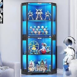 Minifigures Corner Display Case 4 Tier LED Figure Diecast Card Car Curio Cabinet