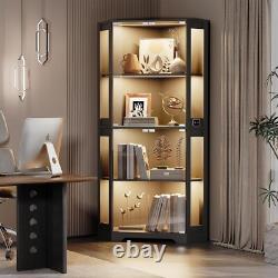 Minifigures Corner Display Case 4 Tier LED Figure Diecast Card Car Curio Cabinet