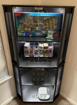 Minifigures Corner Display Case 4 Tier LED Figure Diecast Card Car Curio Cabinet