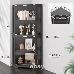 Minifigures Corner Display Case 4 Tier LED Figure Diecast Card Car Curio Cabinet